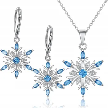 Vánoční dekorace Stříbrná dámská souprava vločky sněhové vločky hvězdičky na Vánoce stříbro 925