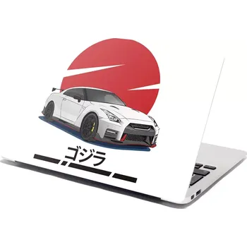 samolepka Sablio Samolepka na notebook Nissan GTR 35 Japonské slunce - 29x20 cm