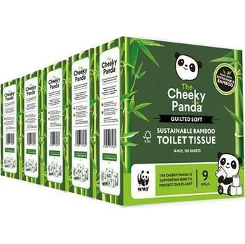 Toaletní papír Neznámý Toaletní papír, bílá, bambusový, 3-vrstvý, malé role, 9 rolí, CHEEKY PANDA PFTOILT9X5