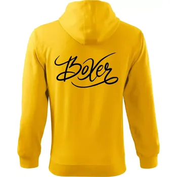 Pánská mikina Boxer - nápis okrasný - Mikina s kapucí na zip trendy zipper - M ( Žlutá )