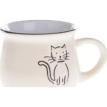 Keramický hrnek s kočkou bílý (Hrnek s kočkou)