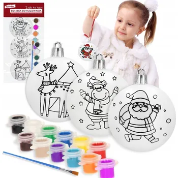 Vánoční dekorace Sada vánočních ozdob k malování KREATIVNÍ SADA Vánoční ozdoby 3ks BARVY