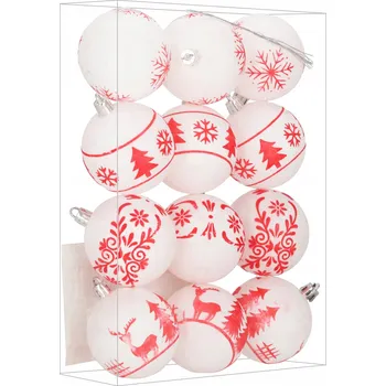 Vánoční dekorace Vánoční Koule zdobená, Vánoční Koule hladká, Sady vánoční koule 7 cm 12 ks
