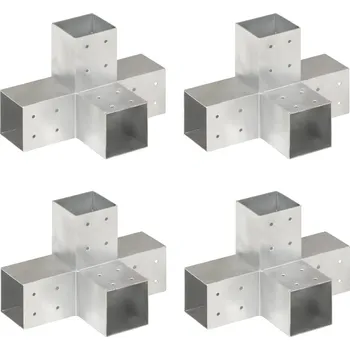 Plotový sloupek vidaXL Trámová spojka 4 ks ve tvaru X pozinkovaný kov 81 x 81 mm