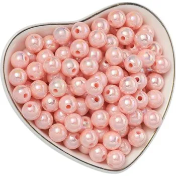 100 kusů 6 mm akrylové korálky Kulatý tvar Akryl Vhodné na náramky náušnice náhrdelníky Tvoření dekorací Výroba šperků Korálkování perleťová