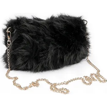 Kabelka Kožešinová kabelka s kovovým řetízkem 24x19 cm, barva 9 černá