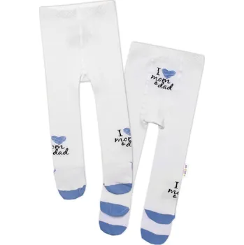 Kojenecké oblečení Baby Nellys Bavlněné punčocháče I love mom & dad - modré Velikost: 80/86 (12-18m)