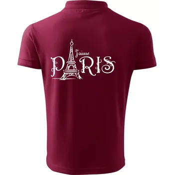 Pánská košile Paris nápis Eiffelovka rovný - Polokošile pánská Pique Polo 203 - 5XL ( Garnet )