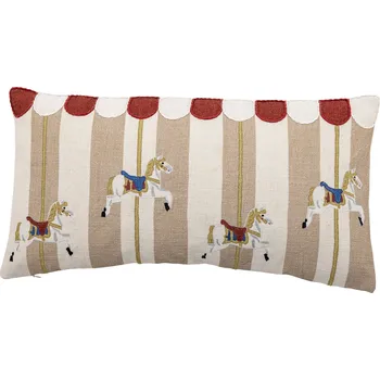 Bytový textil Bloomingville Bavlněný polštářek s vánočním motivem Merry-Go-Round Bloomingville Merry-go-round Cushion, Nature, Cotton