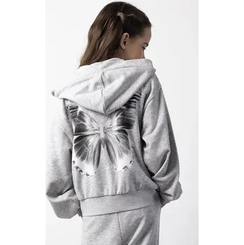 Chlapecká mikina Dětská mikina Coccodrillo šedá barva, s kapucí, s potiskem, RAVE GIRL JUNIOR ZC5132402RGJ 09X, vel. 158