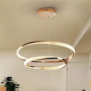 Schuller Valencia Závěsné světlo LED Orbitas, Ø 80 cm, zlatá barva, kov, stmívač - Baldachýn – Ø 25 cm, výška 5 cm; kroužky – Ø 60 a 80 cm, výška 5 cm zlato, čiré LED 68 W celkem - Doprava zdarma