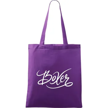 Nákupní taška Boxer - nápis okrasný - Taška bavlněná - 42 x 38 cm ( Fialová )