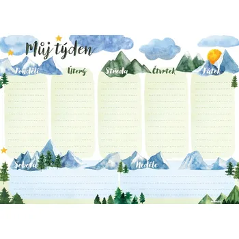 Kancelář Týdenní plánovač A4 Hory