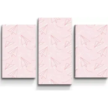 Obraz Sablio Obraz - 3-dílný Růžové papírové vlaštovky - 75x50 cm