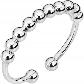 Prsten STŘÍBRNÝ Dámský PRSTÝNEK Obrázka ryzost 925 Antistresový s Kuličkami vel. 12