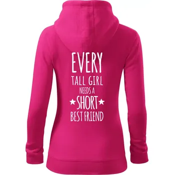 Dámská mikina Every tall girl needs a short best friend - Dámská mikina trendy zipper s kapucí - L ( Purpurová )