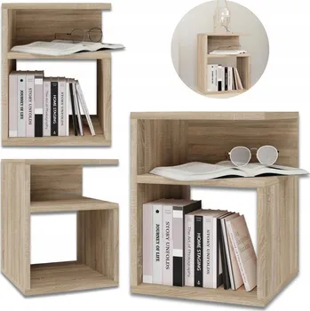 Noční stolek NOČNÍ STOLEK, NOČNÍ STOLEK, 2 POLICE, DO LOŽNICE, DUB SONOMA, 40x30x30 cm