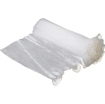 Balící papír Ozdobný papír 4 m x 28 cm Vlnitá síťka na dekoraci Balení květin Kreativní tvoření se zlatým okrajem bílá