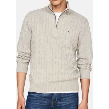Pánský svetr Úpletový svetr Tommy Hilfiger se zipem - Velikost M, Barva Béžová M56530 MW0MW36532