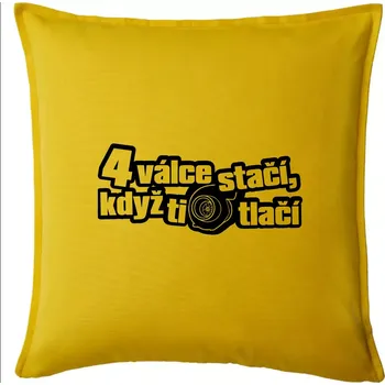 Polštář 4 válce stačí když ti turbo tlačí - Polštář 50x50 - 50x50 - Pouze potah ( Žlutá )
