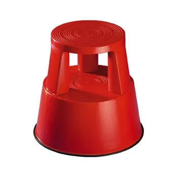 Pojízdná plastová kruhová stolička - červená 73451