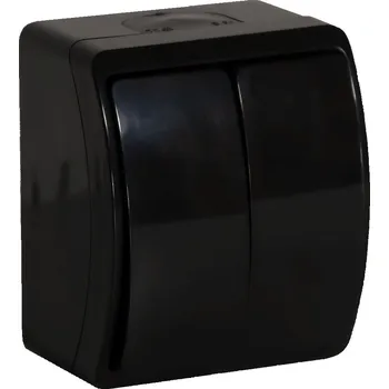 vypínač ViPlast KOALA Dvojitá Svorkovnice Lustrová Hermetická Bezšroubová IP44 Černá