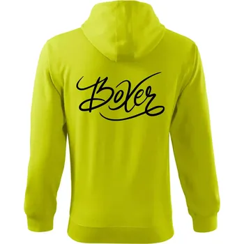 Pánská mikina Boxer - nápis okrasný - Mikina s kapucí na zip trendy zipper - 3XL ( Limetková )