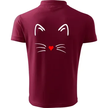 Pánská košile Kočka - srdce místo nosu - Polokošile pánská Pique Polo 203 - 2XL ( Garnet )