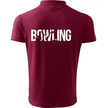 Pánská košile Bowling nápis kuželky - Polokošile pánská Pique Polo 203 - S ( Garnet )