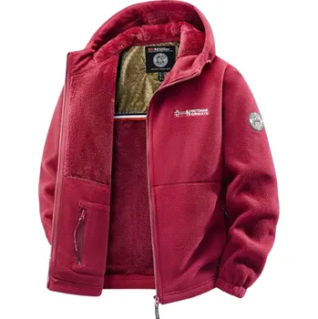 Pánská zimní bunda Větruodolné kašmírové provedení S kapucí Zapínání na zip Praktické kapsy Teplá zimní bunda pro chladné období Pohodlný střih červená XS