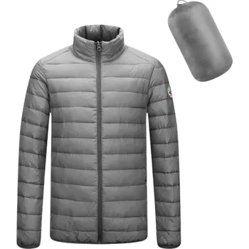 Pánská zimní bunda Unisex větruodolné provedení Zapínání na zip Odolný polyester Stylová bunda s výšivkou na paži Teplé zimní provedení šedá M