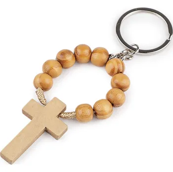 Náramek Přívěsek na klíče / kabelky desátek dřevěný, střední, 1 přírodní sv.