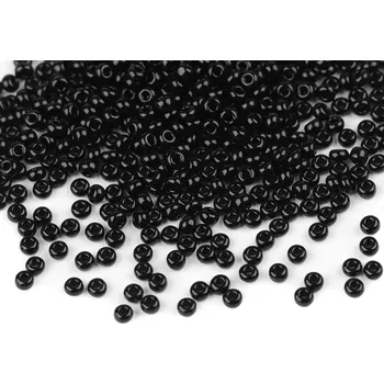 Dětské navlékací korálky Rokajl Preciosa 8/0 - 3 mm, střední, 23980 černá