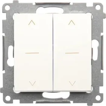 vypínač Vypínač žaluziový třípolohový 2 násobný, řazení 1-0-2, 10 A / 230 V~, bezšroubové, Simon 54 DZW2N.01/11, bílá