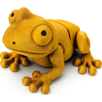 Figurka Hýbací flexi 3D Žába | Svíčkománie3D | Barva: Zlatá leská