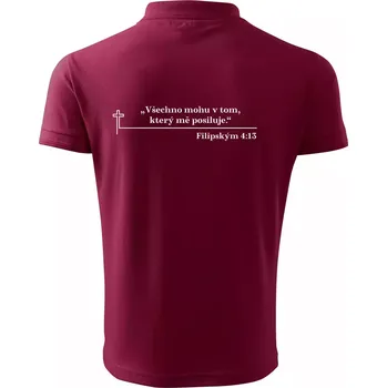 Pánská košile Citáty z bible - Filipským 4:13 - Polokošile pánská Pique Polo 203 - 4XL ( Garnet )