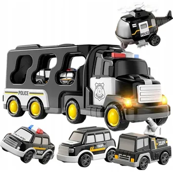 autíčko VELKÁ POLICEJNÍ SADA AUTOPŘEPRAVNÍK AUTÍČKA ZVUK SVĚTLO POLICEJNÍ VŮZ 5v1 TIR POLICIE