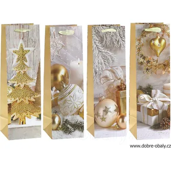 Dárková taška na víno s vánočním potiskem 24004 - Dárková taška