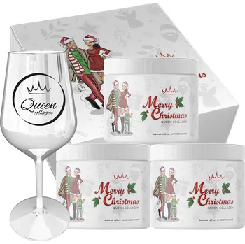 Kloubní výživa Trojbalenie QUEEN MERRY CHRISTMAS kolagen se sklenkou