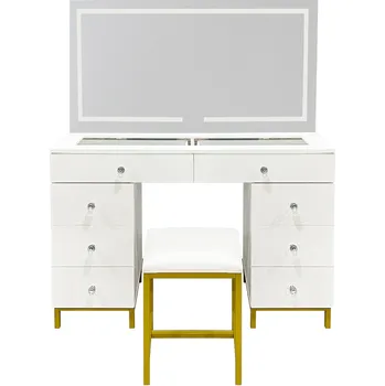 Ložnice Aga Toaletní stolek se zrcadlem a osvětlením Matný bílý MRDT20