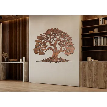 Bytová dekorace Dřevěný strom života Premium – ručně broušený a mořený 4 mm