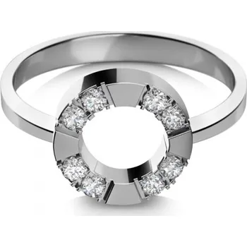 Prsten Couple, Zajímavý prsten Lara, bílé zlato se zirkony, vel. 57, prům. 18.1 mm, 585-68-1-0464.1B00.0.57.001