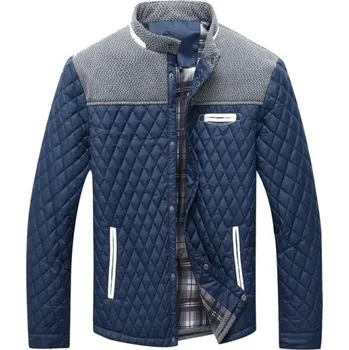 Pánská bunda Pánská zimní bunda Větruodolné provedení Zapínání na patenty Polyesterová bunda s kapsami Polyesternová podšívka Teplé pohodlné zimní nošení modrá XXL