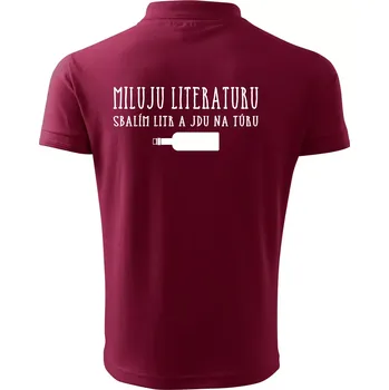 Pánská košile Miluju literaturu - Polokošile pánská Pique Polo 203 - 4XL ( Garnet )