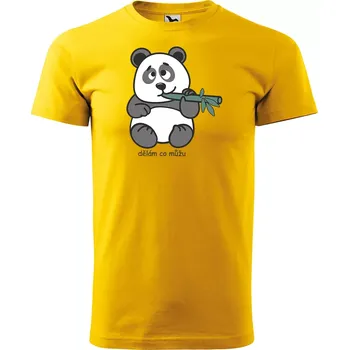 Pánské tričko Sablio Tričko s potiskem Dělám co můžu Panda - žluté L