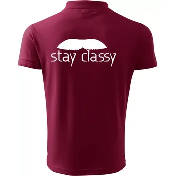 Pánská košile Stay Classy - mustache - Polokošile pánská Pique Polo 203 - 5XL ( Garnet )