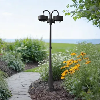 Venkovní osvětlení Prios LED venkovní světlo Thorus, 204 cm, černé, 3 světla, IP44 - Základna - délka 26 cm, šířka 26 cm, výška 3,3 cm; stínítka - Ø 24,5 cm, výška 15 cm černá LED 25 W celkem - Doprava zdarma