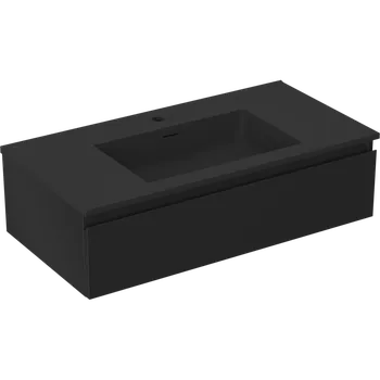Koupelnový nábytek Mexen Orio koupelnová skříňka 90 cm s umyvadlem Otis, 1 zásuvka, černá mat - 91A10-09023-1-BF71-W18M71 Skříňky s umyvadlem