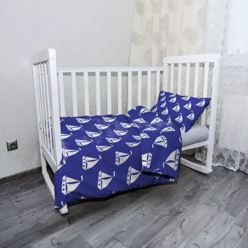 Povlečení Sablio Mikroplyšové dětské povlečení do postýlky Bílé lodě - 120x90 / 40x60