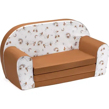 Pohovka Dětská rozkládací MINI pohovka Kačenky - bílá/hnědá